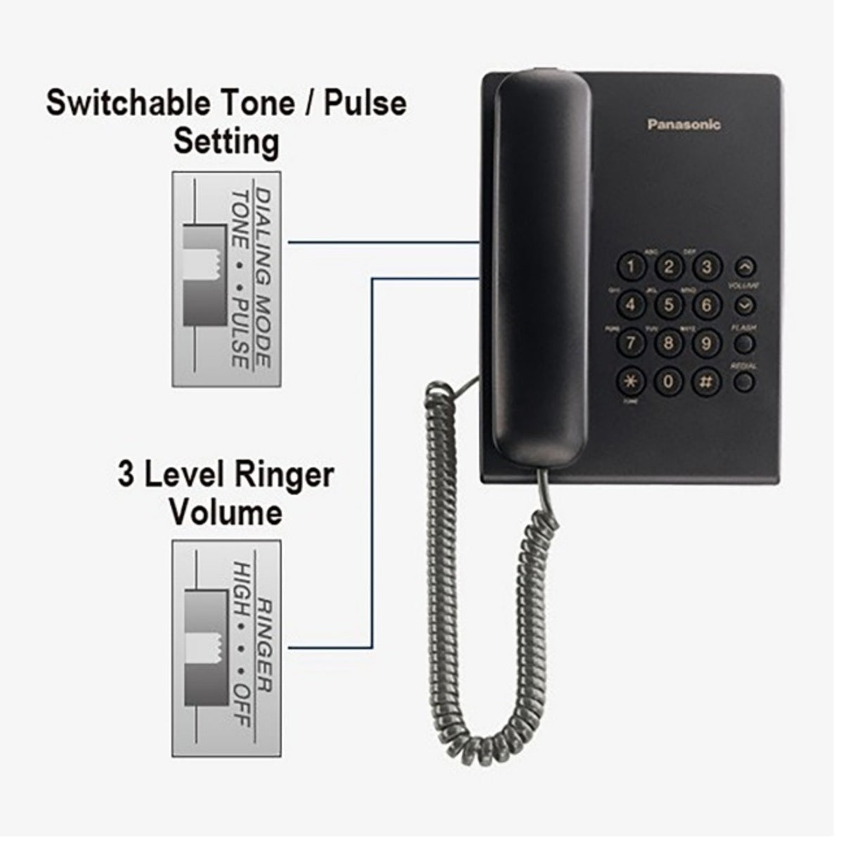 PANASONIC Single Line Telephone Set - Black