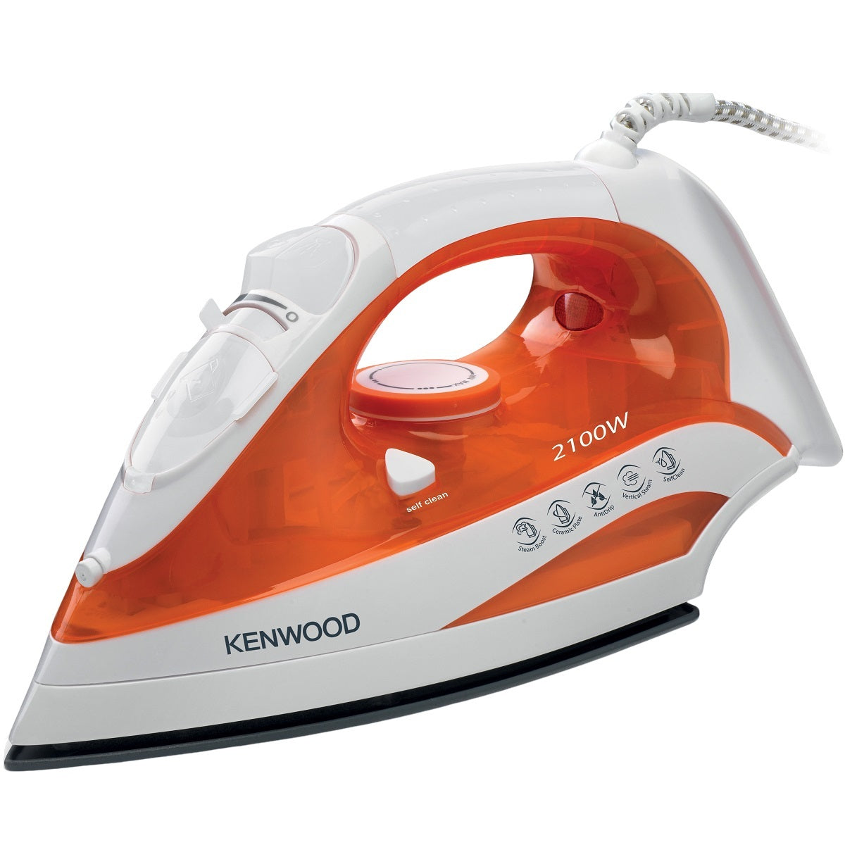 مكواة بخار كينوود ذات لوحة سيراميك، 2100 واط، أبيض/برتقالي