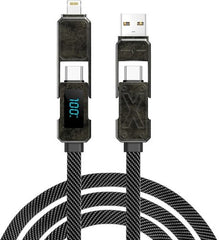 WIWU X Series 100W Fast charge digital display zinc alloy magnetic braid 2 in 2 Cable 100W Wi-C039 A+C-C+L 1.5M Black