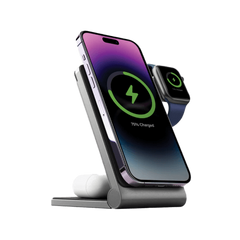 ENERGEA MAGTRIO, 3IN1 FOLDABLE MAGNETIC FAST WIRELESS CHARGER - GUNMETAL EOL
