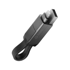 كابل شحن BAZIC GOCHARGE ALUCABLE، 4 في 1، من الألومنيوم، مع مدخل USB A/C ومخرج USB C/Lightning. شحن سريع PD، 15 سم - أسود.