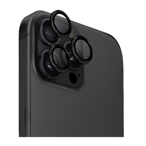 UNIQ OPTIX IPHONE 16 PRO (2024) 6.3/6.9 ALUMINIUM CAMERA LENS PROTECTOR - MIDNIGHT (BLACK)