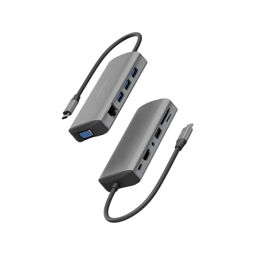 مركز شحن ENERGEA ALUHUB MAX من الألومنيوم، 11 في 1 - لون رمادي مسدس