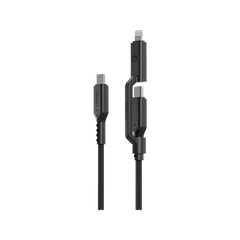 كابل ENERGEA FLOW DUO 2 في 1 من النوع C إلى C + لايتنينج، 480 ميجابايت في الثانية، 240 واط، 1.5 متر - أسود