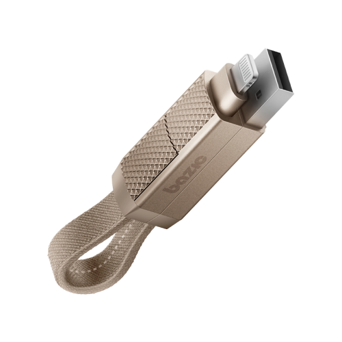 كابل شحن بازيك جو تشارج المصنوع من الألومنيوم، 4 في 1، مع مدخل USB A/C ومخرج USB C/لايتنينج. شحن سريع PD، 15 سم - ذهبي.