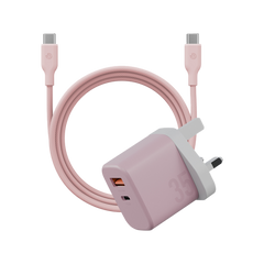 BAZIC GOPORT VELOX BUNDLE, 1C1A CHARGER 35W(UK) WITH WEAVE CABLE - PEACH