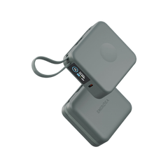 بنك طاقة لاسلكي صغير من Energea Magpac Mini Plus سعة 10000 مللي أمبير في الساعة مع كابل USB-C مدمج وشاشة عرض - لون أخضر عسلي