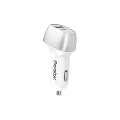 Energizer 38W Car Charger with PD-QC Technology, White and Silver