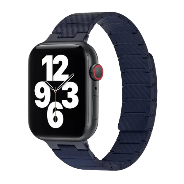 سوار ساعة مغناطيسي بنمط ألياف الكربون من WIWU، مقاسات 42/44/45/49 (رجالي)، موديل Wi-WB011، لون أزرق