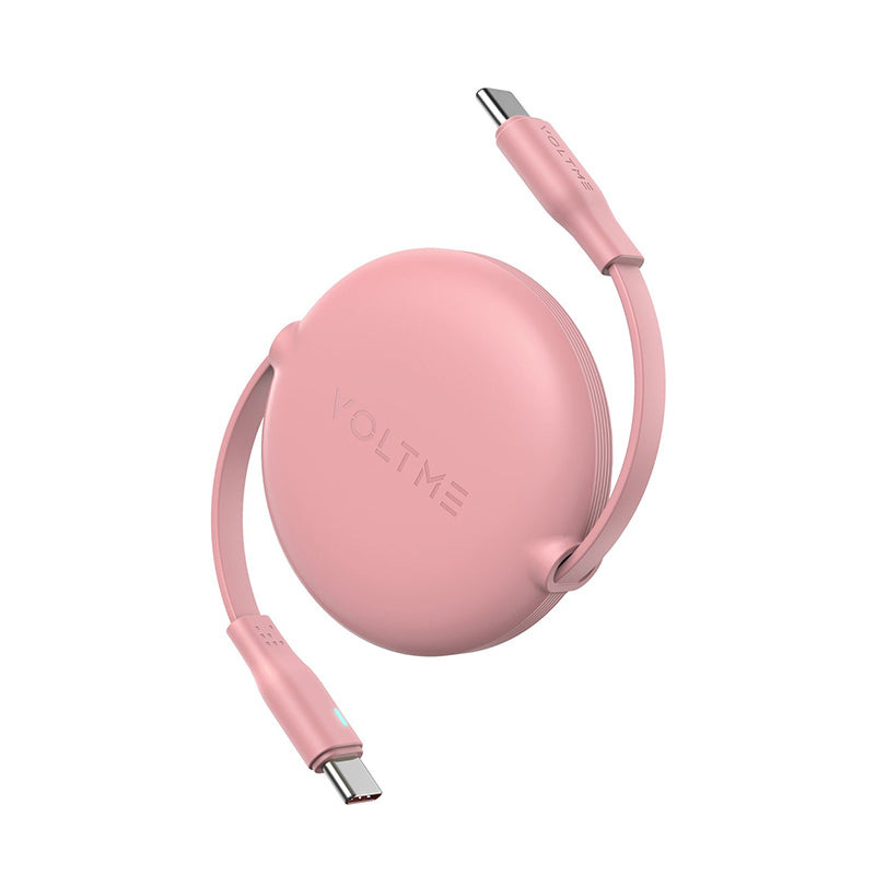 VOLTME Powerlink YoYo Cable 3A 1.0M Retractable (Dual-Way Retractable Cable) Type C to Type C Pink