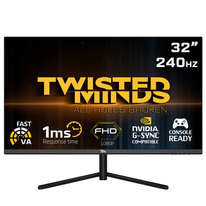 شاشة ألعاب Twisted Minds مقاس 32 بوصة، بدقة FHD، ومعدل تحديث 240 هرتز، وتقنية VA، وزمن استجابة 1 مللي ثانية/HDR، ومنفذ HDMI 2.1