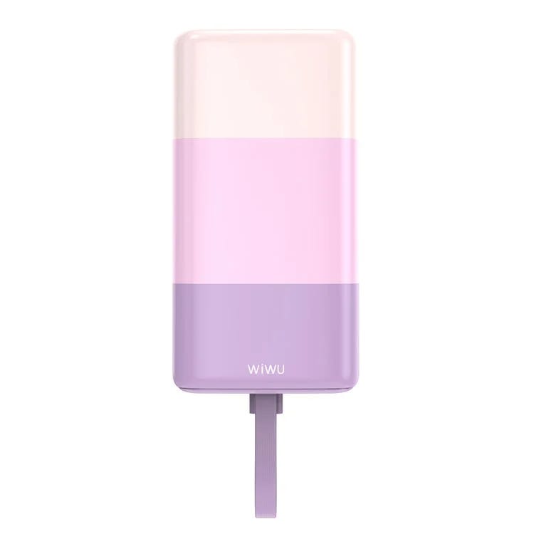 باور بانك من سلسلة ملونة WIWU Wi-P015 بسعة 10000 مللي أمبير في الساعة باللون الأرجواني