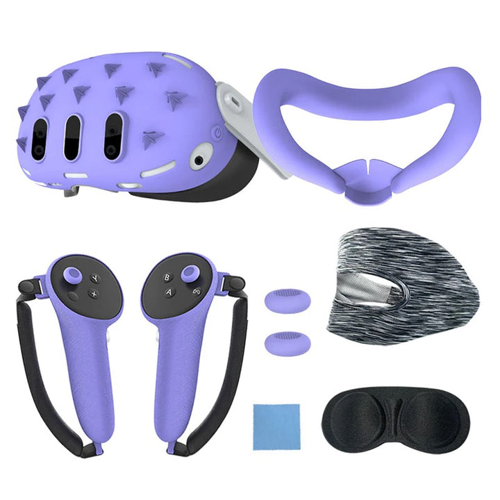 Gamax Meta Quest 3 Hexagon Flat Silicone Protective Case Set - Purple