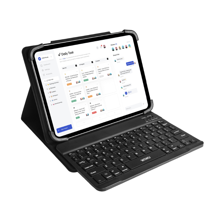 WIWU 7"-8" Universal Keyboard Case (English+Arabic) W-UK001BLK7 Black