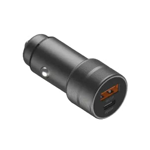 Energea AluDrive D3 USB-C PD20 + USB-A QC 3.0 Duo Port Aluminum 38W Car Charger - Gunmetal