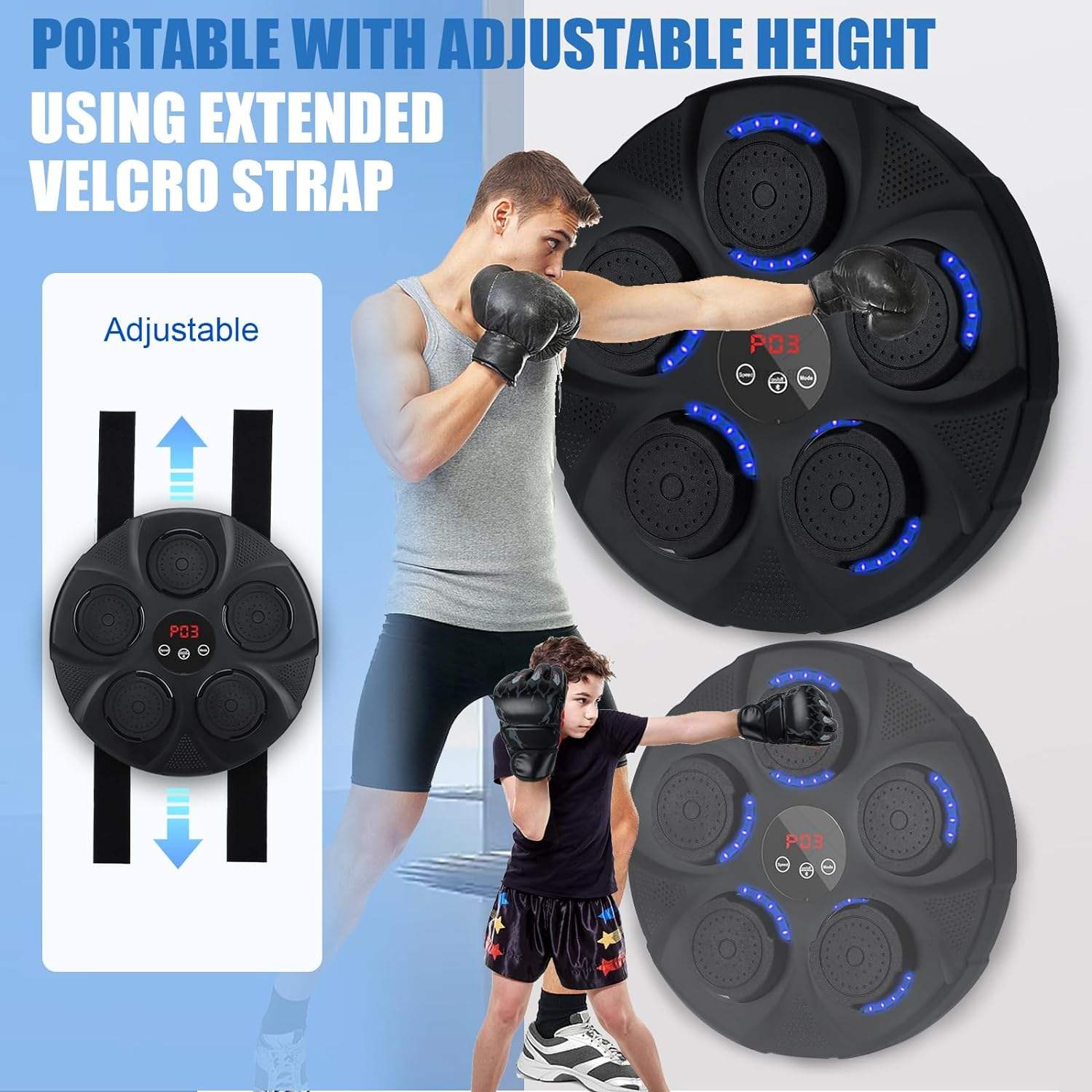 Black Bull  Music Boxing Machine, Rechargeable Boxing Equipment, Home Smart Boxing Target Workout Machine Digital Boxing for Kids and Adults