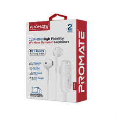 Promate Clip-On High Fidelity Wireless Dynamic Earphones ,White