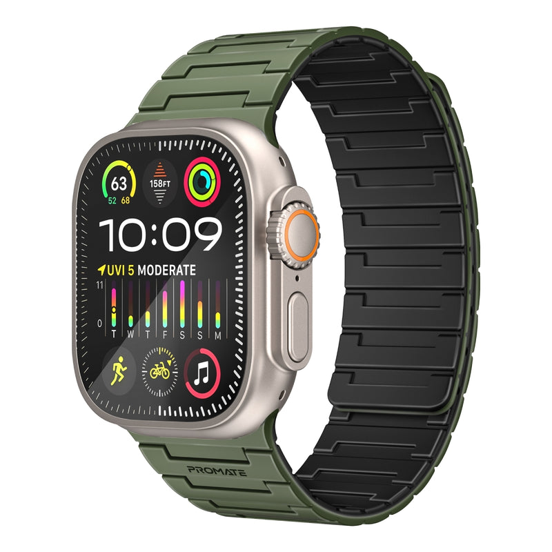 Premium Magnetic Silicone with Metal Loop Watch Strap - Green