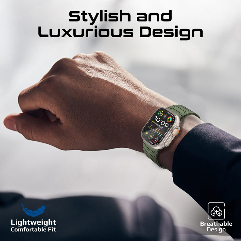 Premium Magnetic Silicone with Metal Loop Watch Strap - Green