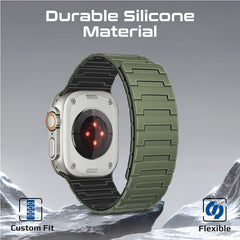 Premium Magnetic Silicone with Metal Loop Watch Strap - Green