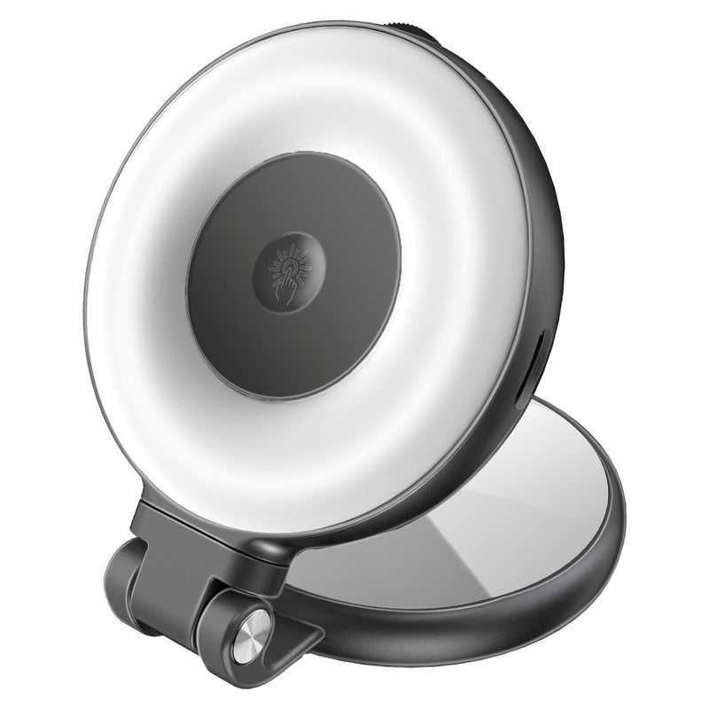 Promate - 360° Rotatable Ultra-Slim MagSafe Compatible Rechargeable LED Ring Light ,BLACK