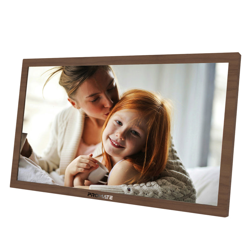 Promate 15.6" Vibrant Full HD Smart Multimedia Wi-Fi Digital Photo Frame ,Pine