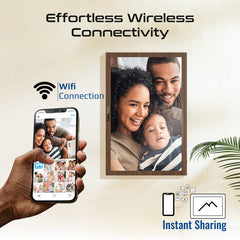 Promate 15.6" Vibrant Full HD Smart Multimedia Wi-Fi Digital Photo Frame ,Pine