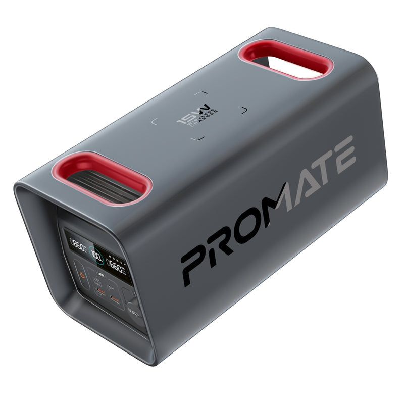 Promate 600W/161000mAh LiFePO4 High-Capacity Portable Power Station ,Black