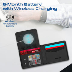 محفظة بروميت الجلدية النحيفة المضادة للفقدان مع حماية RFID وتتبع ذكي، محمية بتقنية RFID، لون أسود