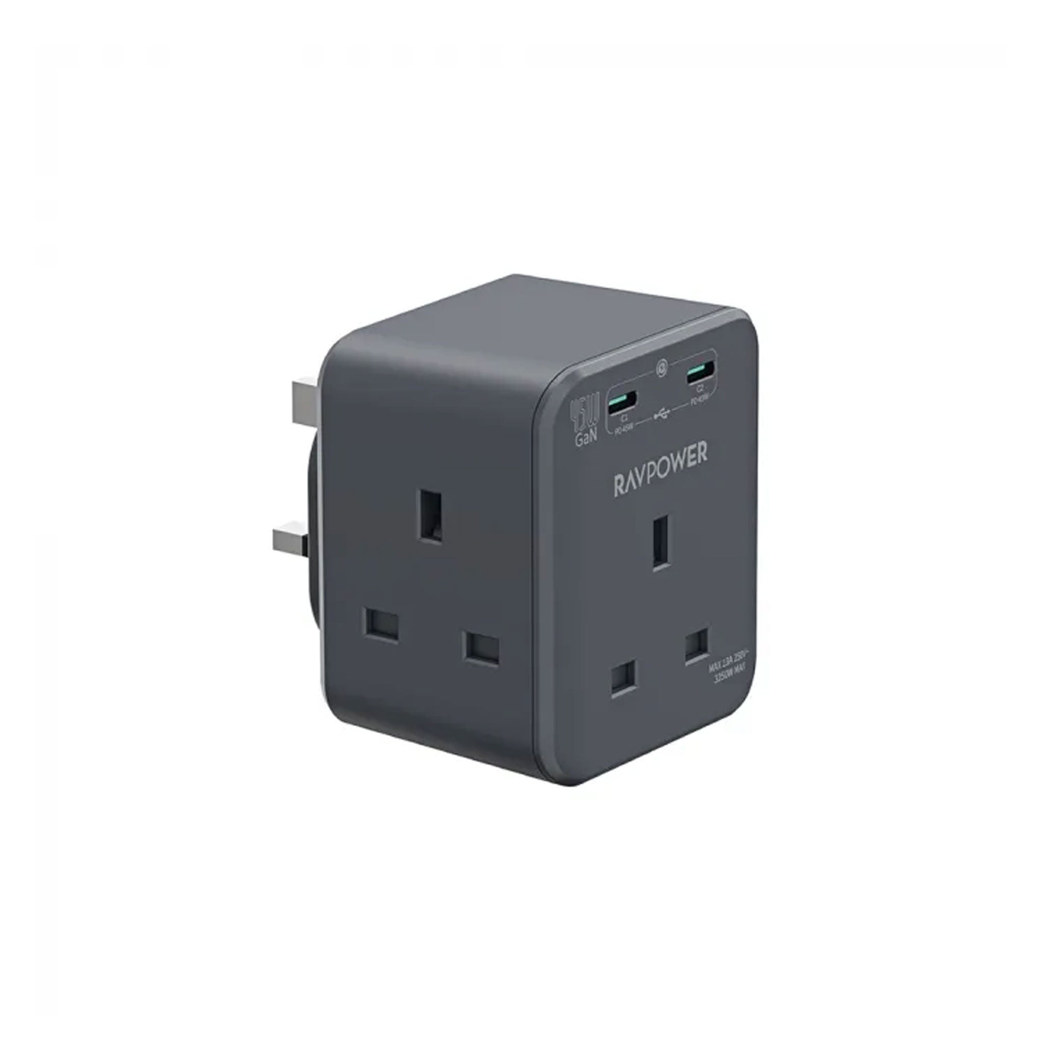 RAVPower RP-PC1066 GaN 45W Power Outlet Extender with 3 AC Outlets and 2 USB C
