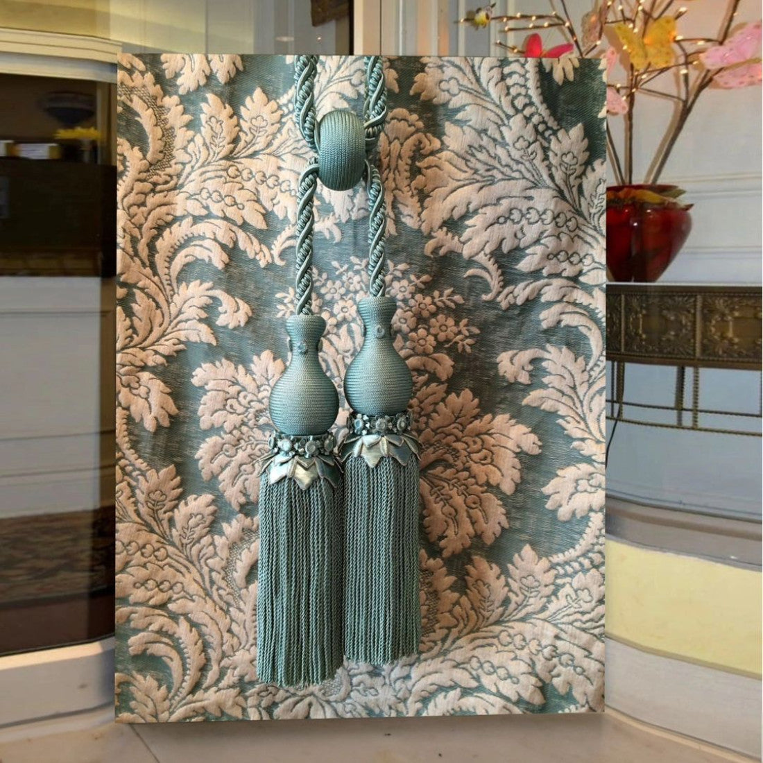 Turquoise Tassel Canvas Wall Art with Beautiful Pattern