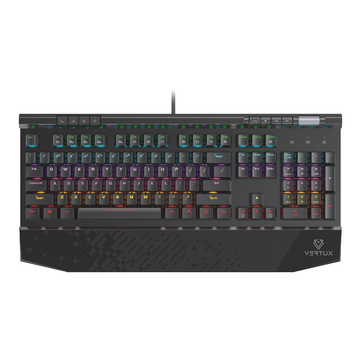 VERTUX-Hyper Action Mechanical Gaming Keyboard , Rainbow LED Backlight ,BLACK