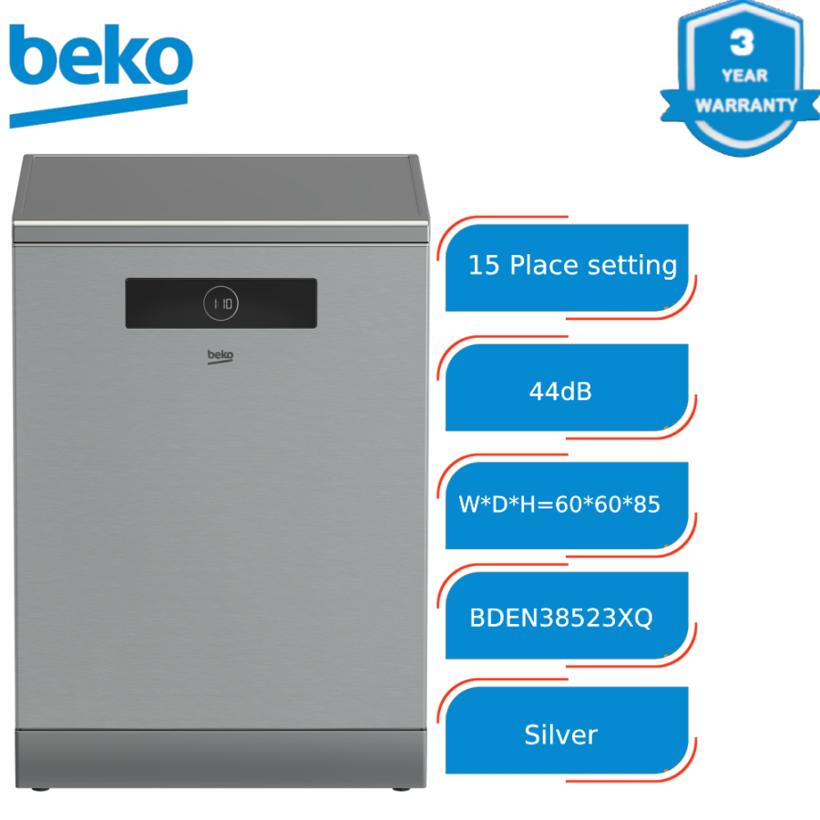 BDEN38523XQ BEKO DISHWSHR 8P 15PS INOX