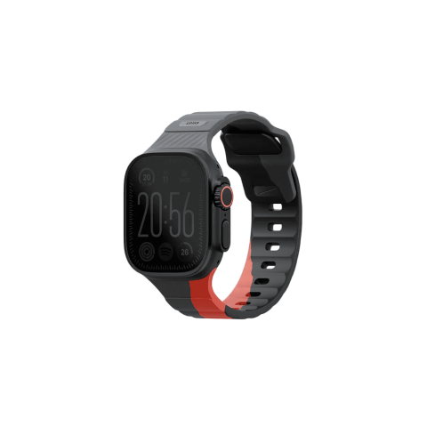 سوار ساعة أبل من المطاط FKM من UNIQ STRIDE مقاس 49/46/45/44 مم - رمادي داكن (رمادي داكن/أحمر راسو)