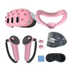 مجموعة حافظات حماية سيليكونية مسطحة سداسية الشكل من Gamax Meta Quest 3، لون وردي