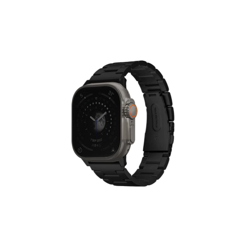 سوار UNIQ OSTA من الفولاذ لـ Apple Watch، قابل للتعديل ذاتيًا، مقاس 49/45/44/42 مم - منتصف الليل (أسود)