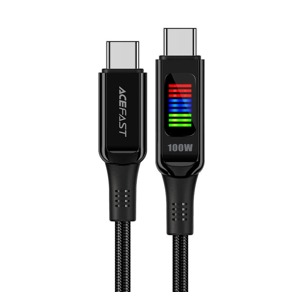 ACEFAST C7-03 USB-C to USB-C zinc alloy charging data cable with display,black