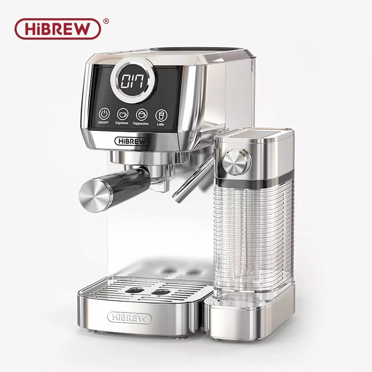 HiBREW 3 in 1 Semi Automatic Espresso Cappuccino Latte Coffee Machine Automatic Milk Froth Ground Coffee Stainless Steels - H13A