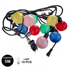 سلسلة أضواء LED من NHE بطول 5 أمتار مع 10 لمبات E27 - كرة كبيرة RGB