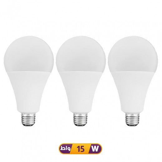 مصباح ليد NHE، 15 واط، قاعدة E27، عبوة من 3 قطع.