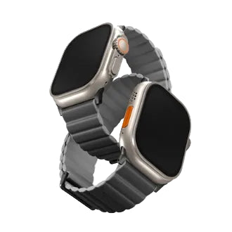 سوار ساعة أبل الذكية المغناطيسي القابل للعكس UNIQ REVIX إصدار بريميوم، مقاس 49/45/44/42 مم - رمادي غامق (رمادي غامق/رمادي فاتح)